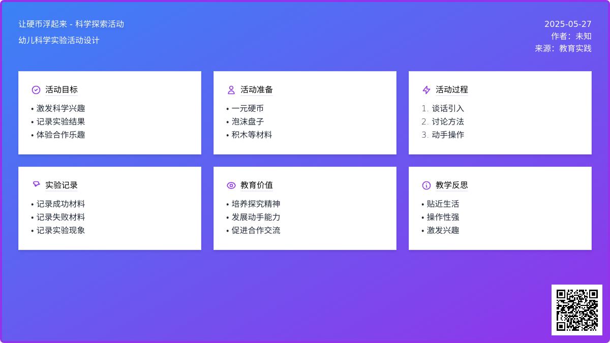 大班科学让硬币浮起来教案反思