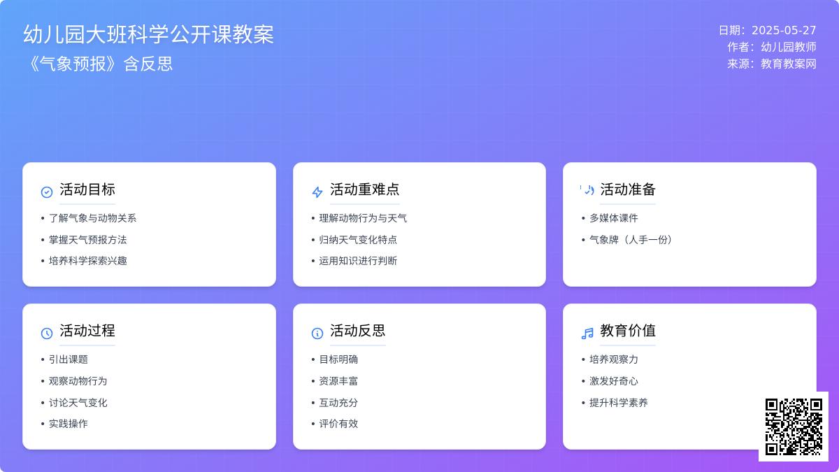 大班科学气象预报教案反思