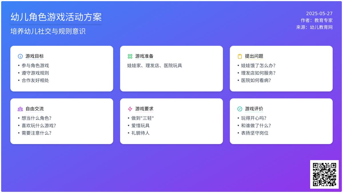 大班角色游戏娃娃家、理发店、医院教案