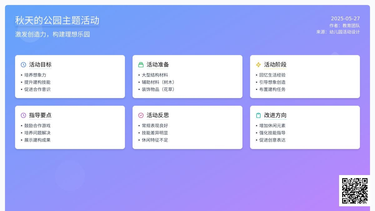 大班结构游戏秋天的公园教案反思