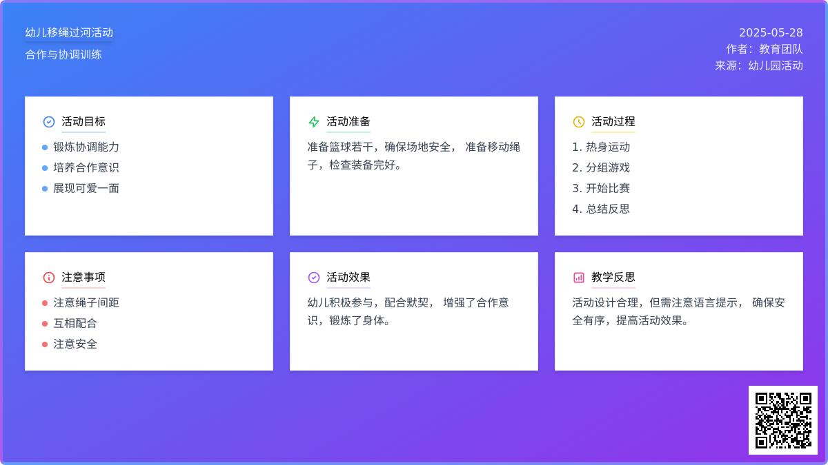 大班户外游戏活动移绳过河教案反思