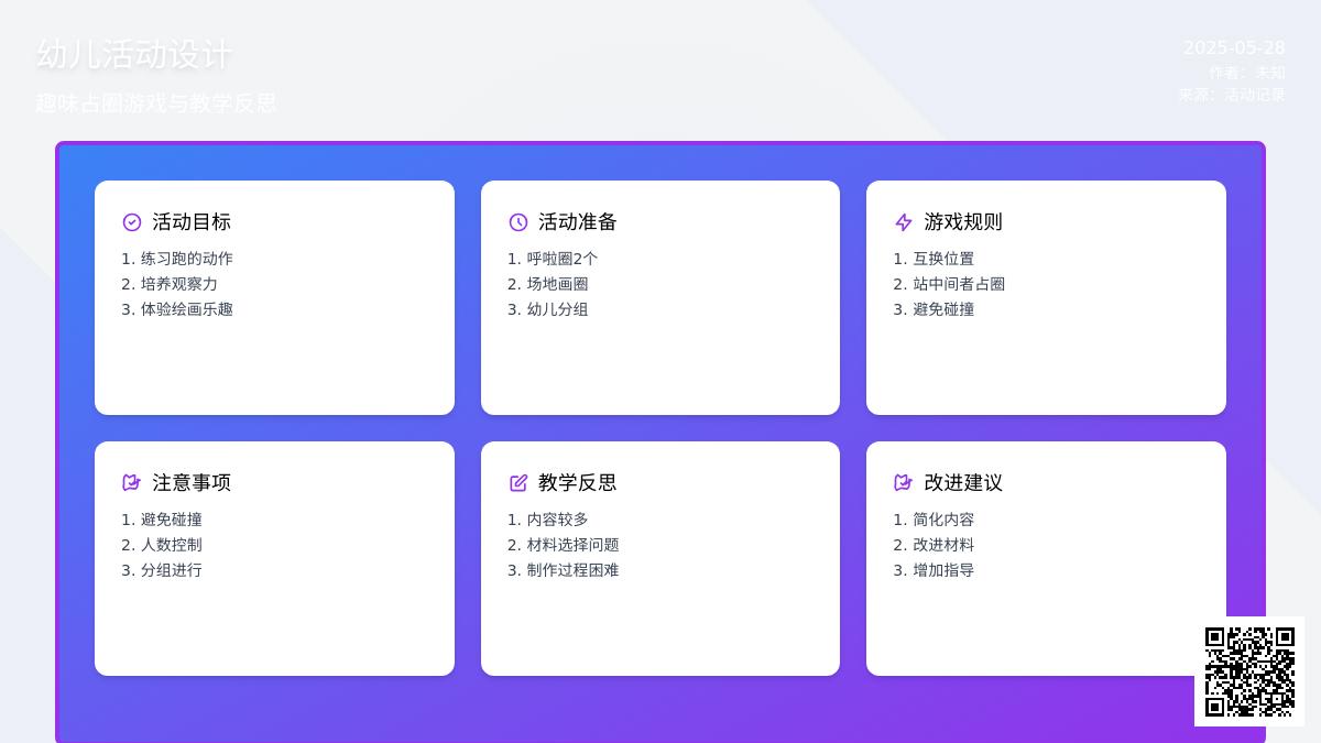 大班体育游戏占圈教案反思