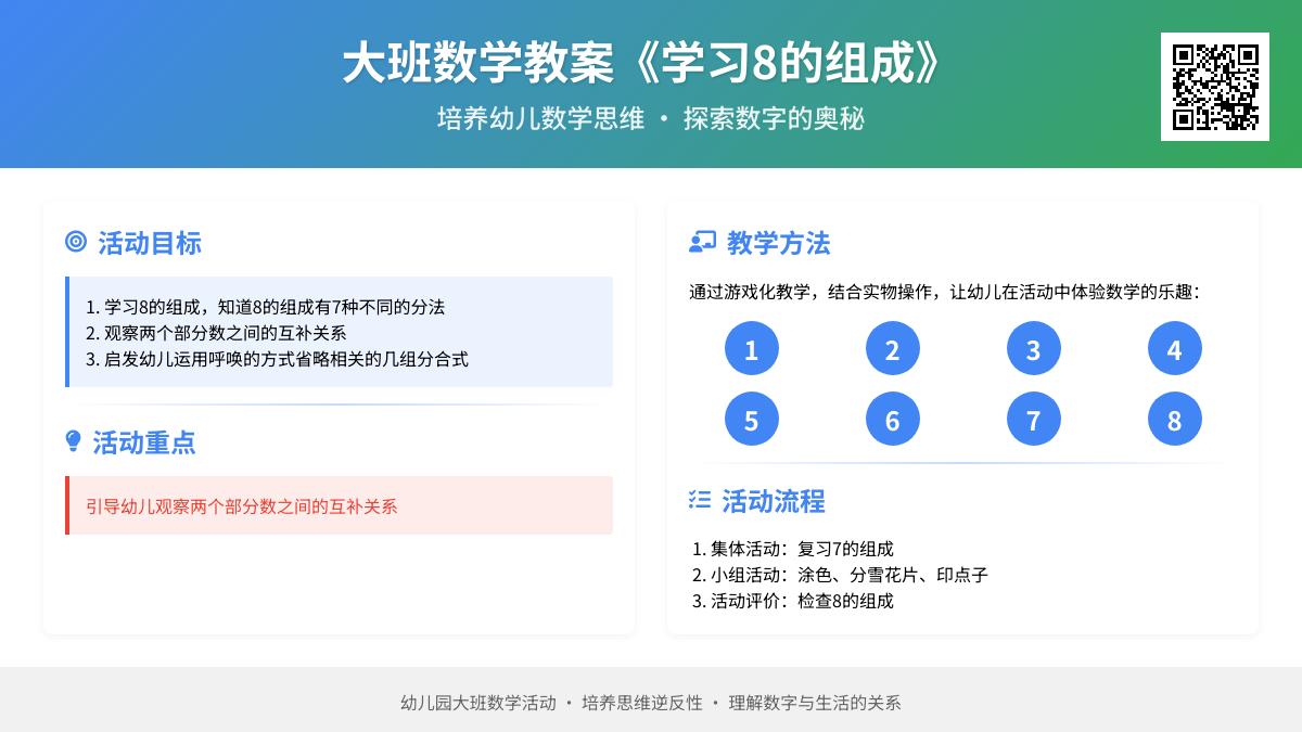大班数学学习8的组成教案反思