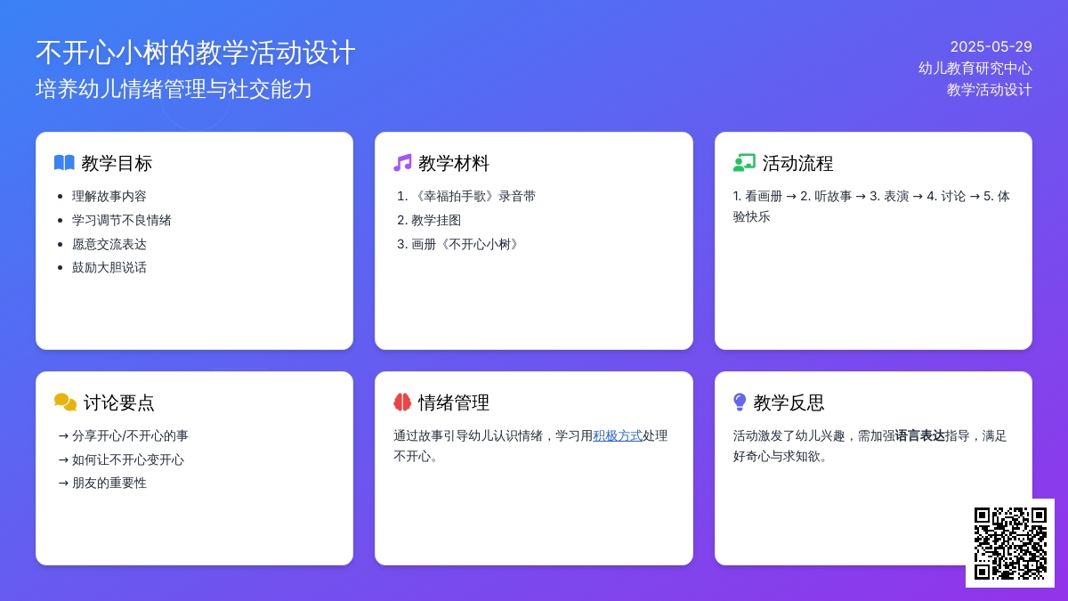 大班社会活动不开心小树教案反思