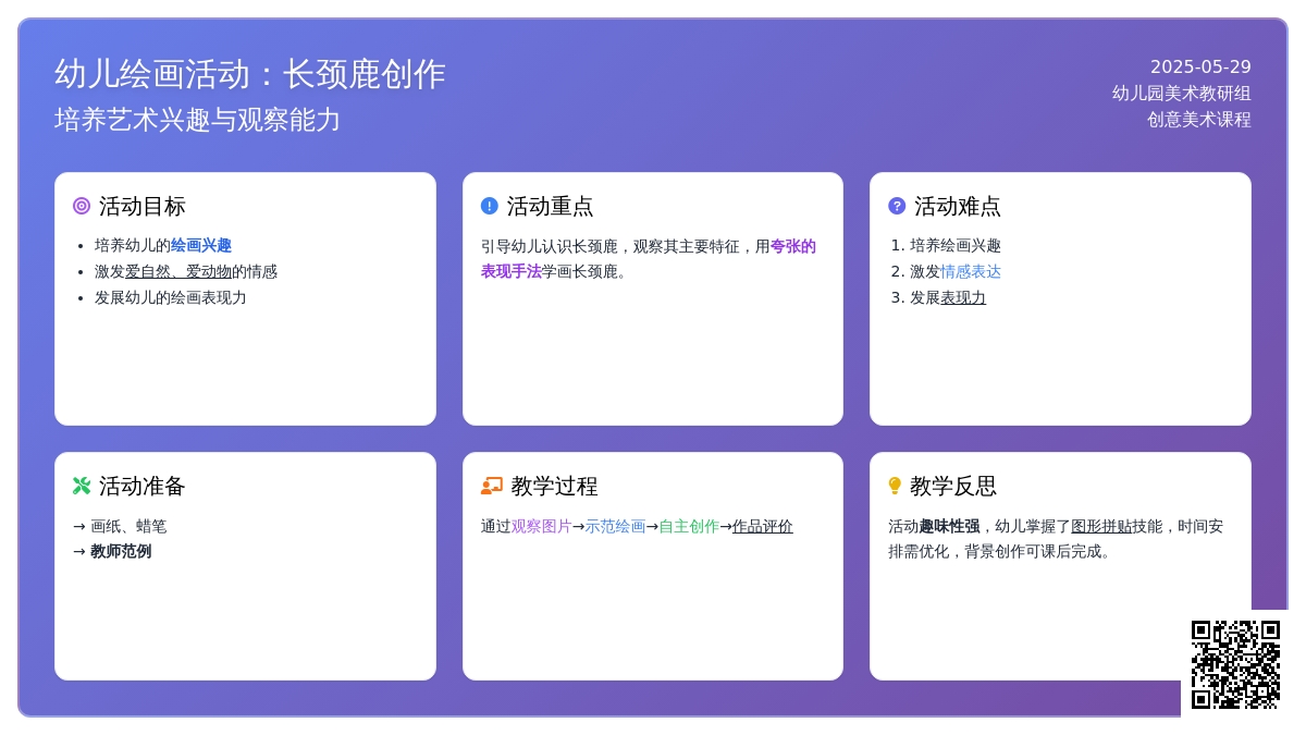 大班美术公开课长颈鹿教案反思