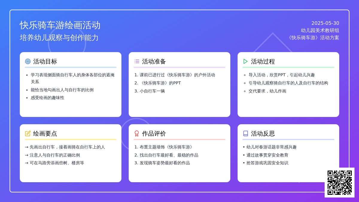 大班美术快乐骑车游教案反思