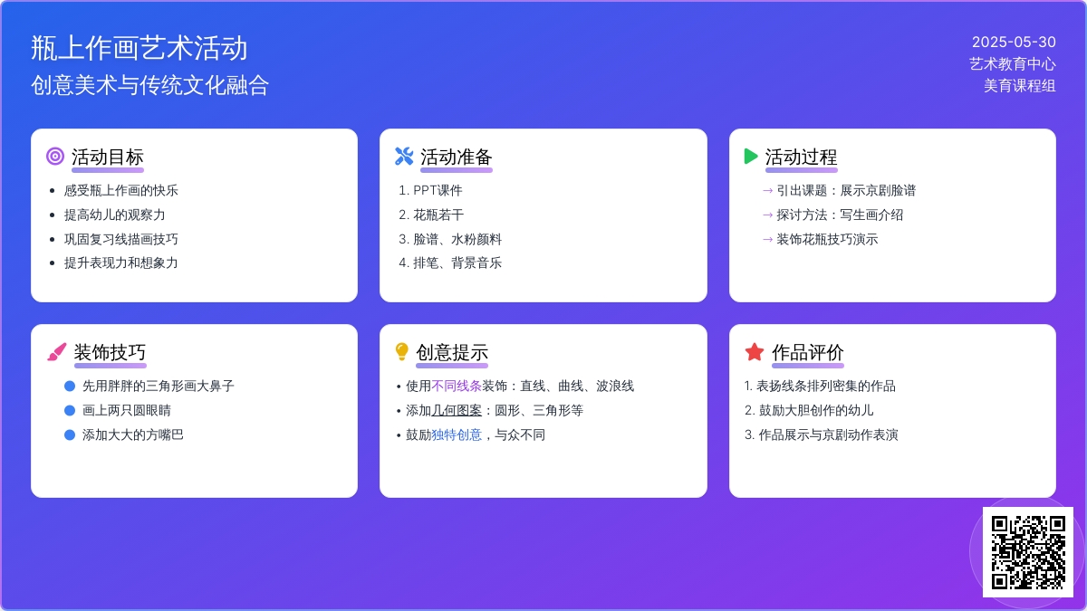 大班美术瓶画脸谱教案