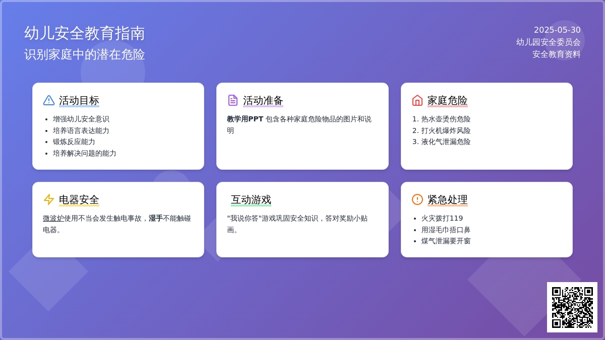 大班安全活动教案：我家里的危险教案