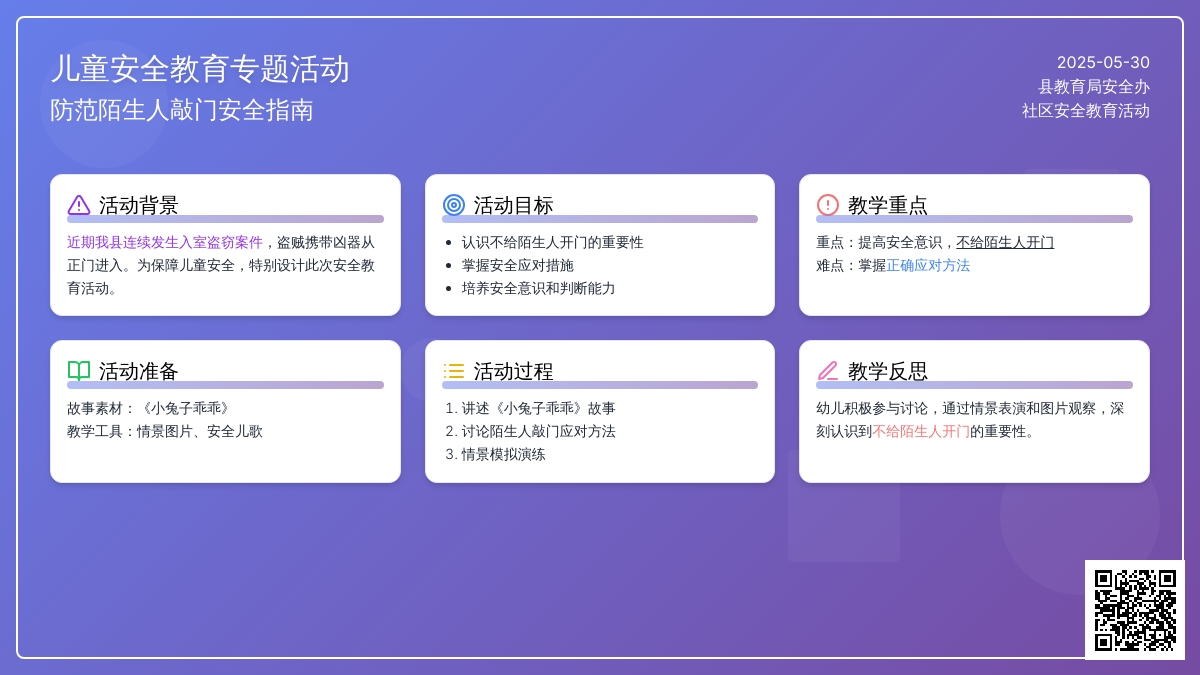 大班安全活动教案：不给陌生人开门教案(附教学反思)