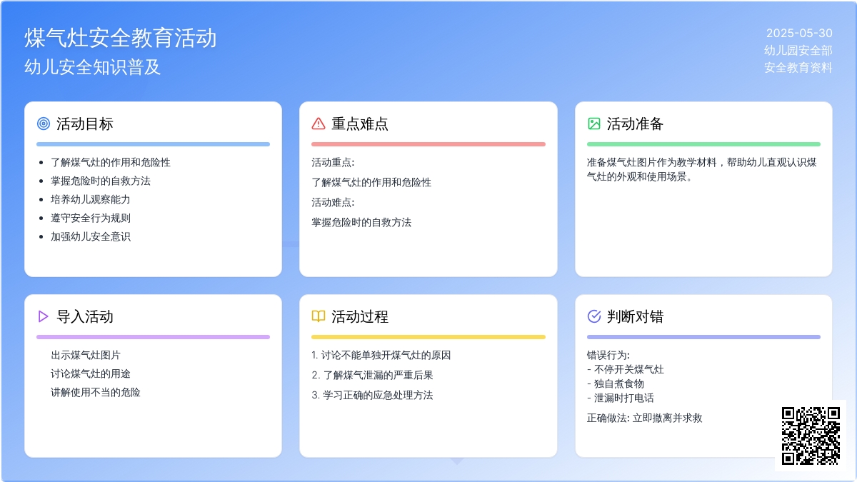 大班安全活动教案：不能乱动煤气灶教案(附教学反思)