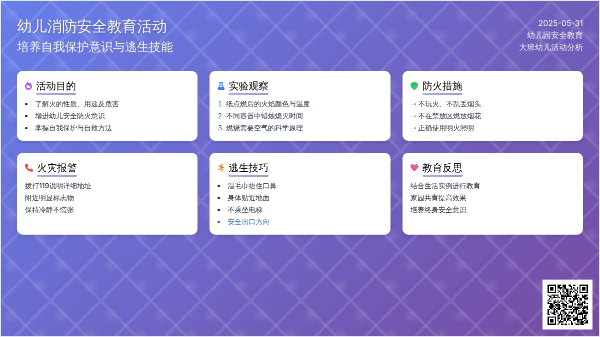 大班安全教育防火教案反思