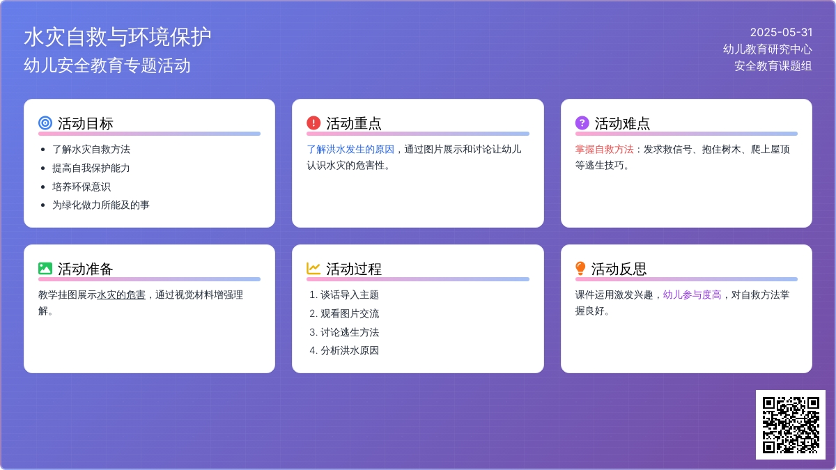 大班安全水灾的自救教案反思