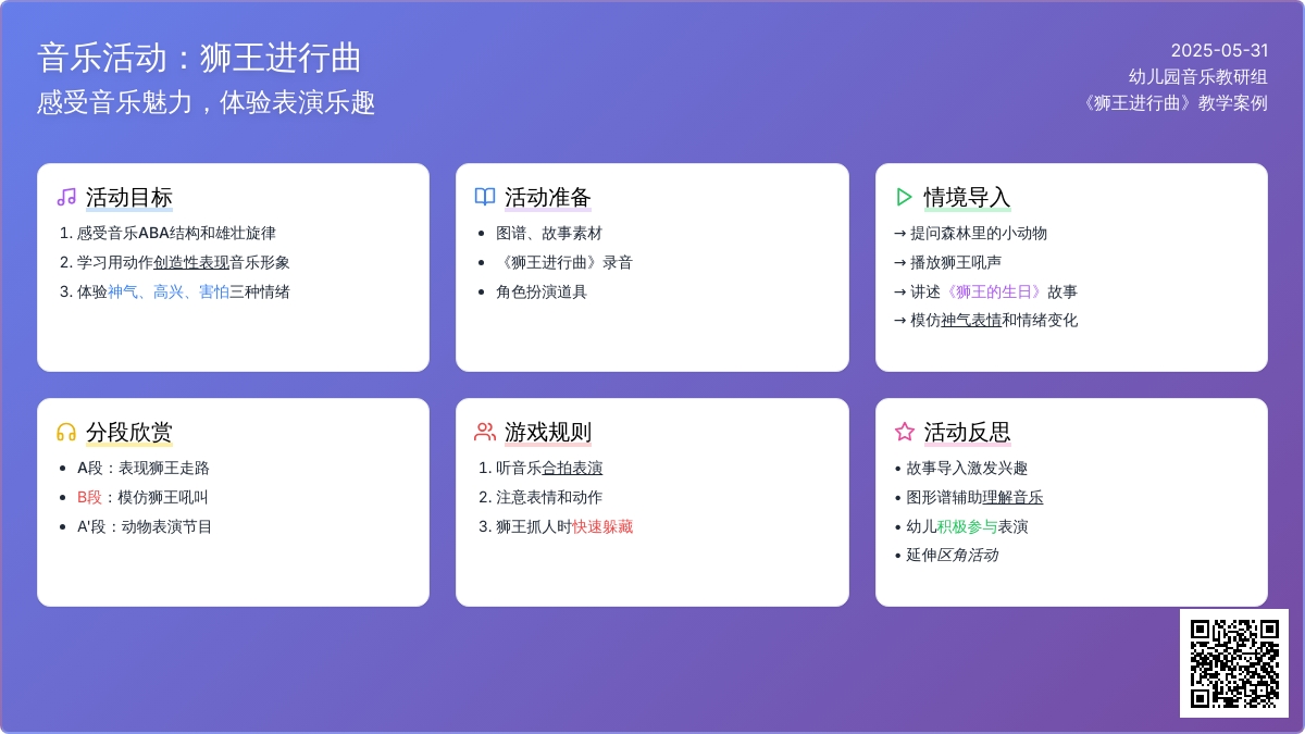 大班音乐欣赏狮王教案反思