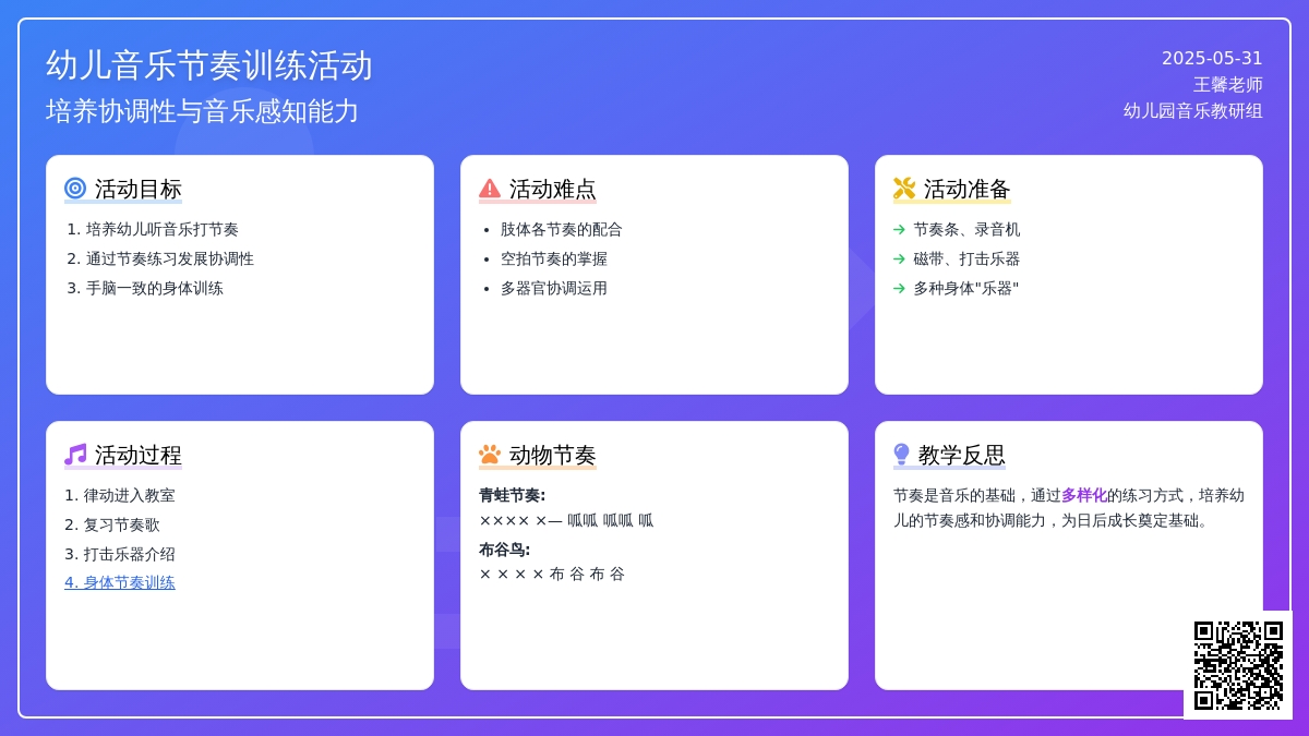 大班音乐节奏训练教案反思