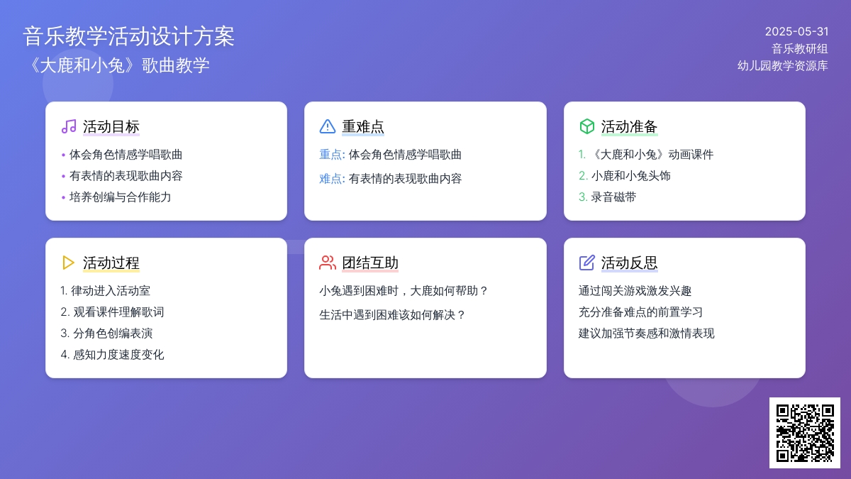 大班音乐大鹿和小兔教案反思