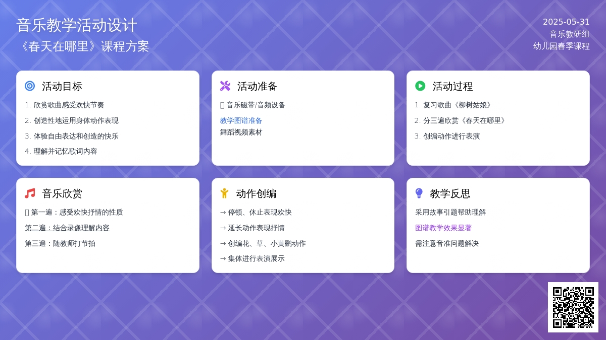 大班音乐春天在哪里教案反思