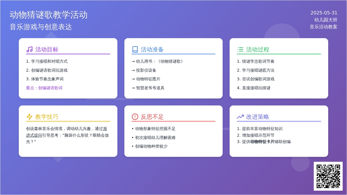 大班音乐公开课动物猜谜歌教案反思