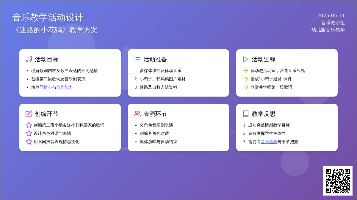 大班音乐游戏迷路的小花鸭教案反思