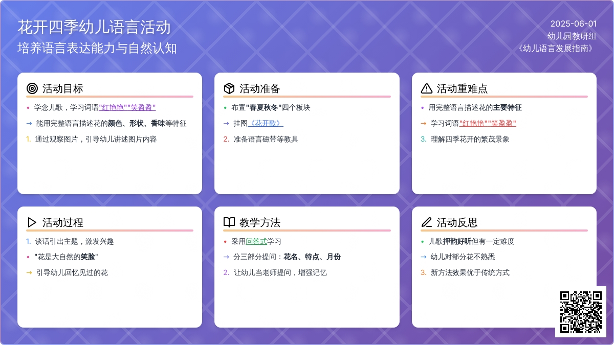 大班主题四季花开教案反思