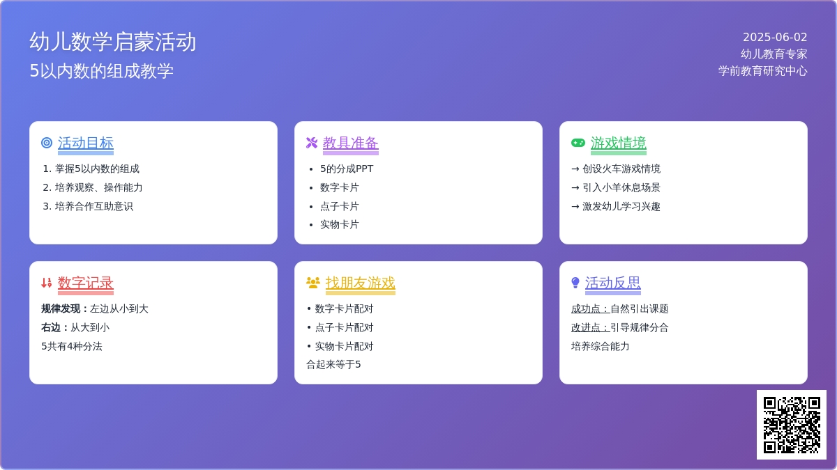 幼儿园大班数学5的组成教案反思