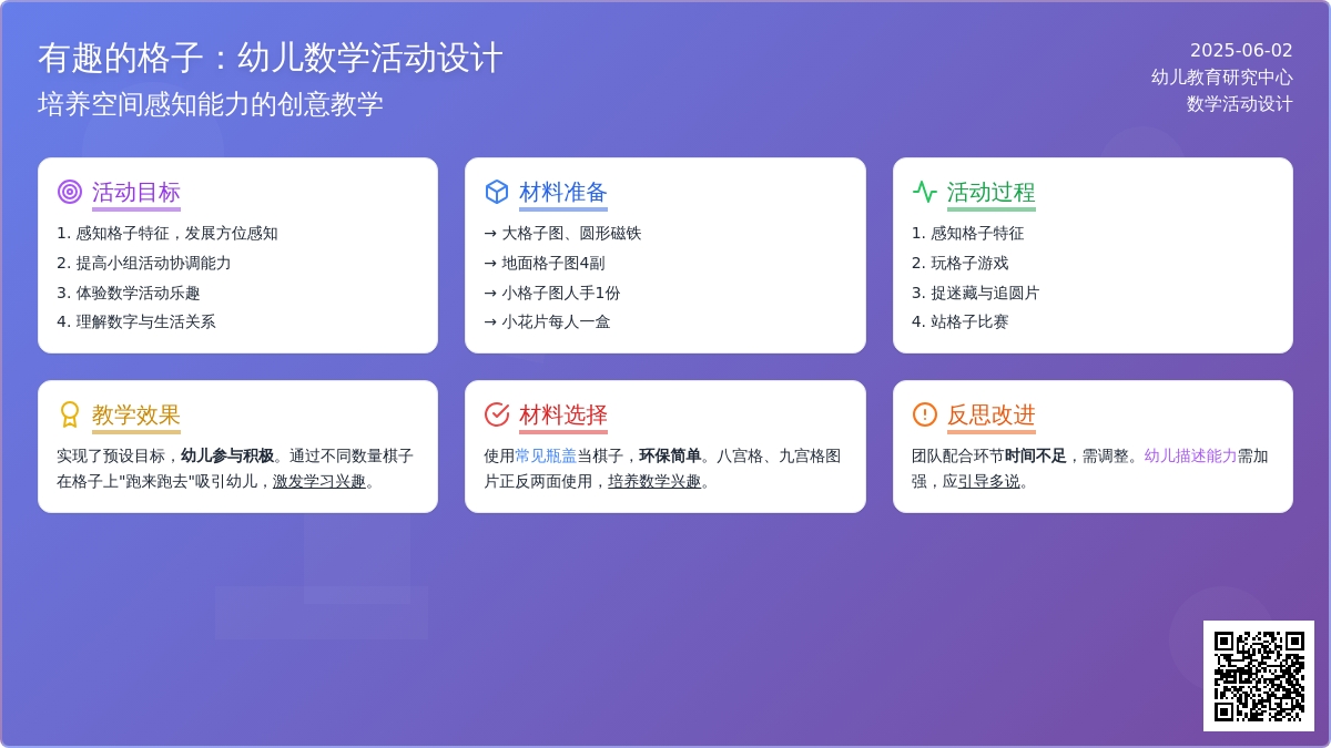 大班数学活动格子教案反思