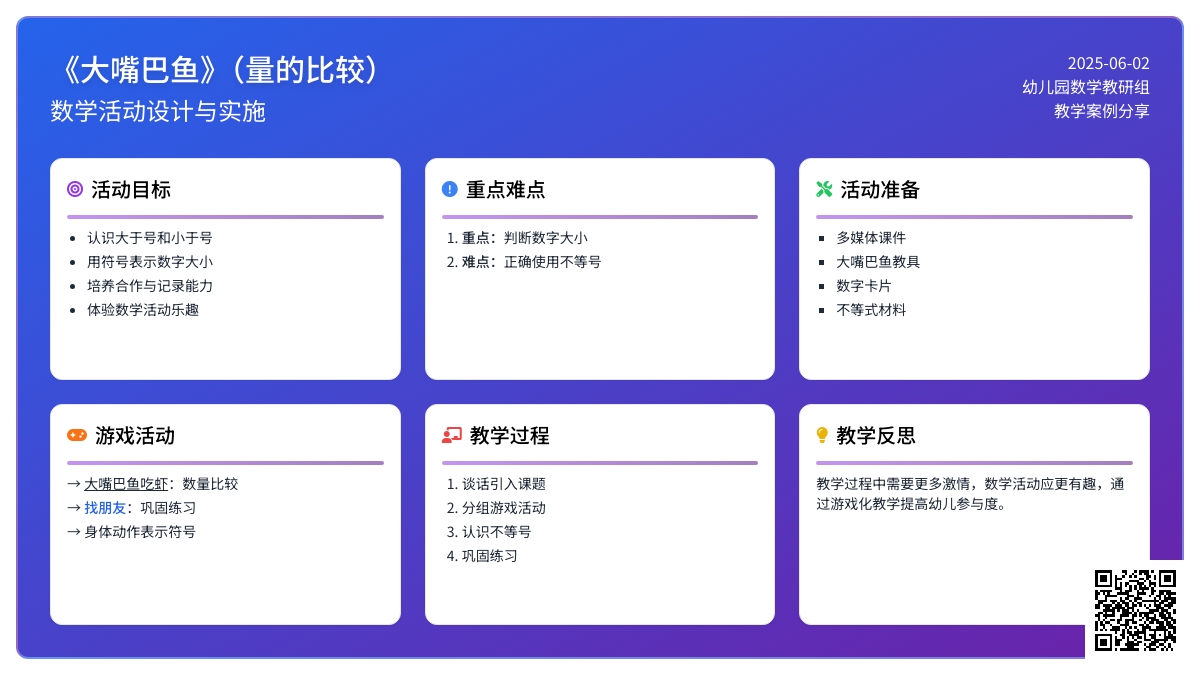 大班数学大嘴巴鱼量的比较教案反思