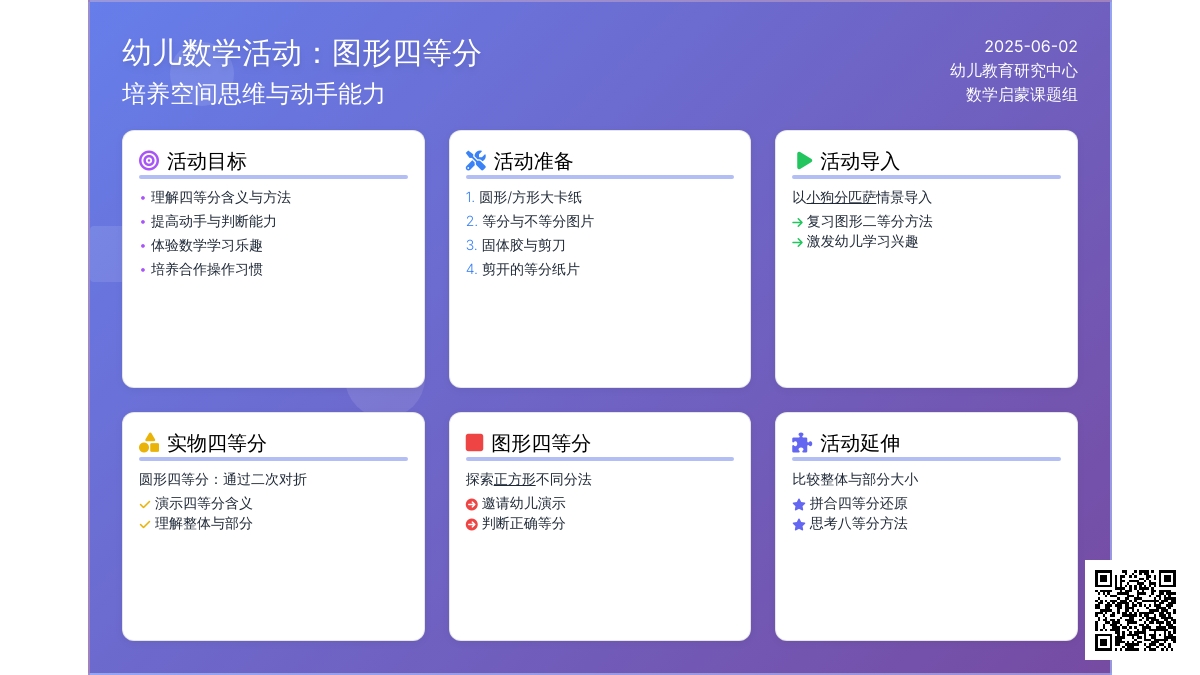 大班数学活动学习四等分教案反思