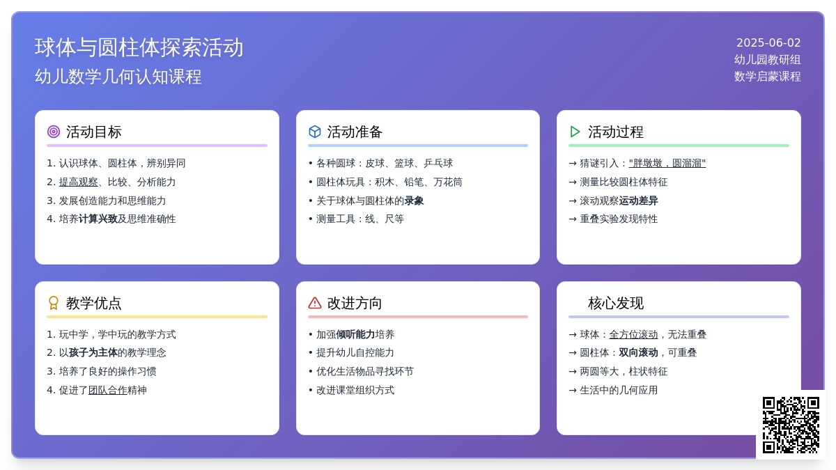大班数学活动区分球体与圆柱体教案反思