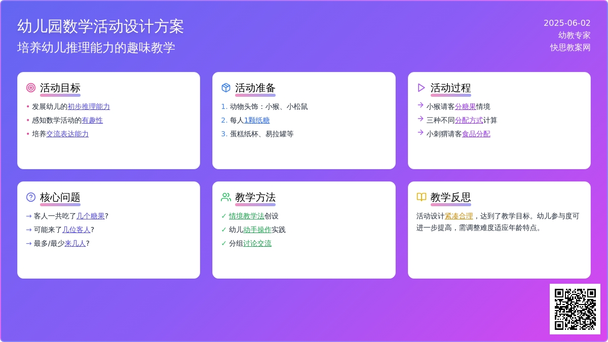 大班数学公开课小猴请客教案反思