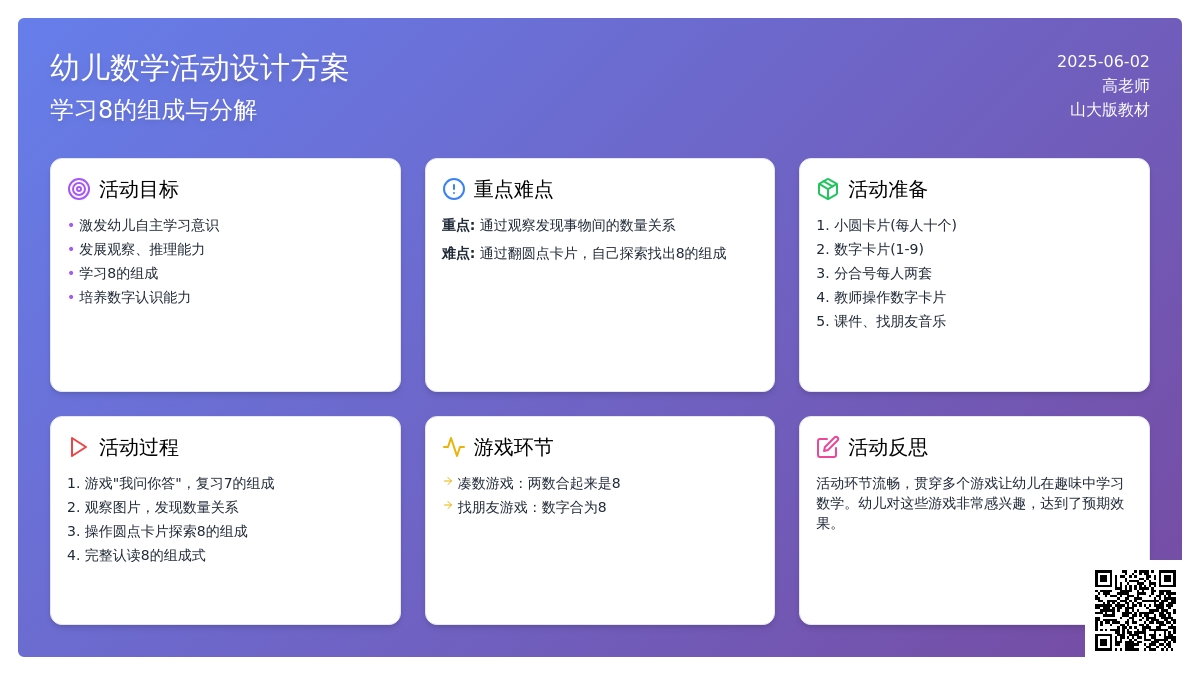 大班数学公开课8的分解组成教案反思