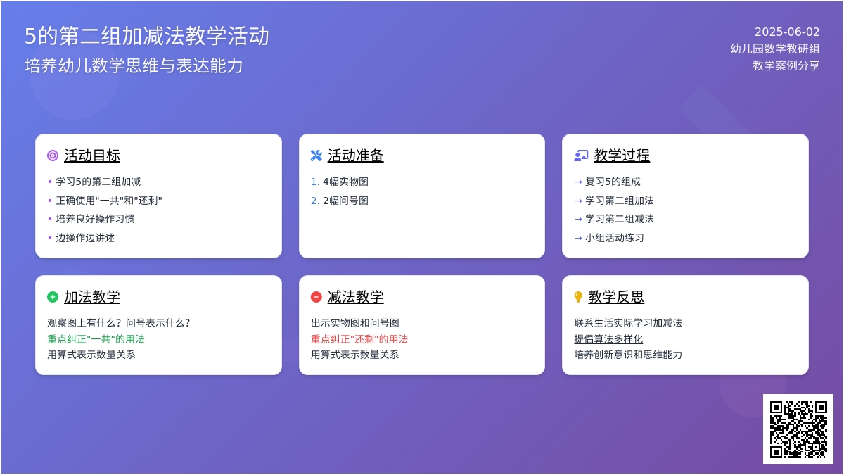 大班数学学习5以内的加法教案反思