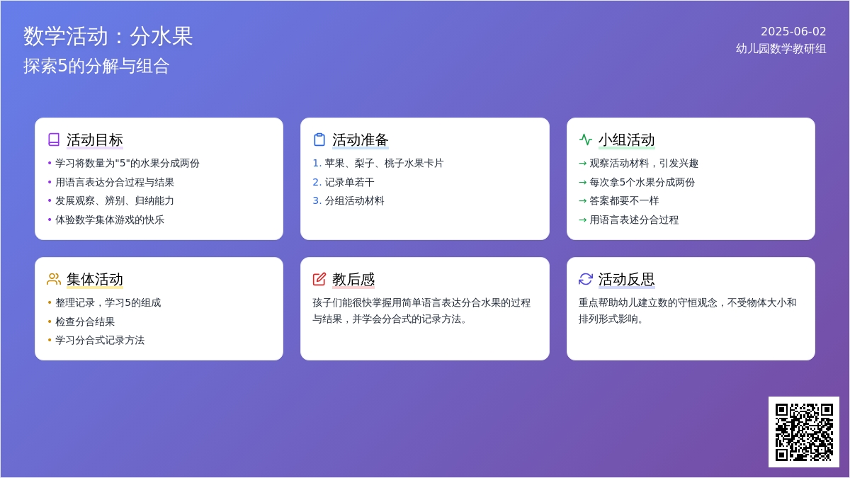 大班数学分水果教案反思