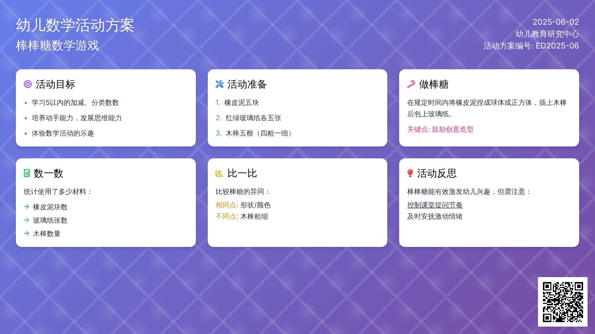大班数学做棒棒糖教案反思