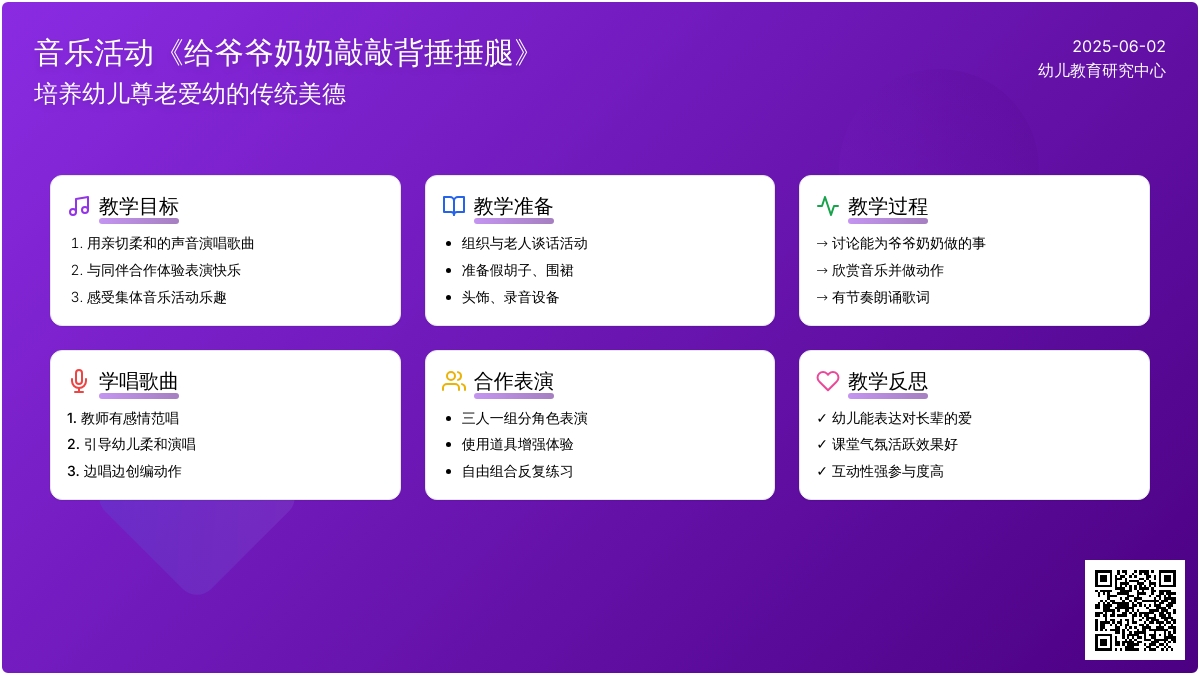 中班音乐给爷爷奶奶敲敲背捶捶腿教案反思