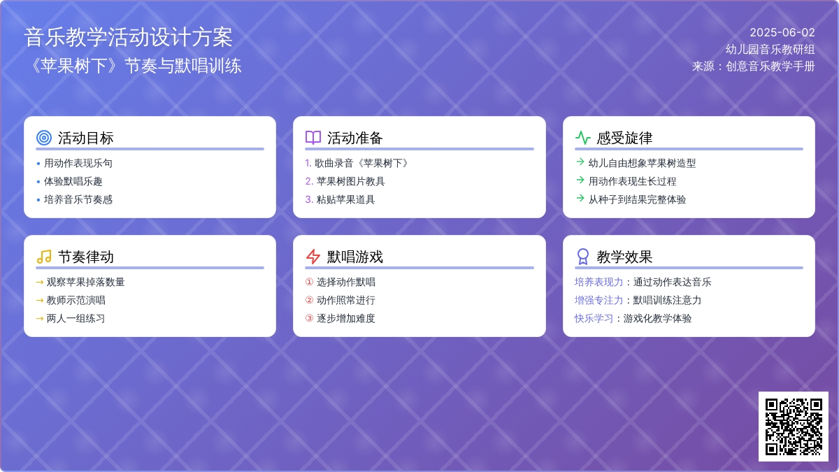 中班音乐苹果树下教案