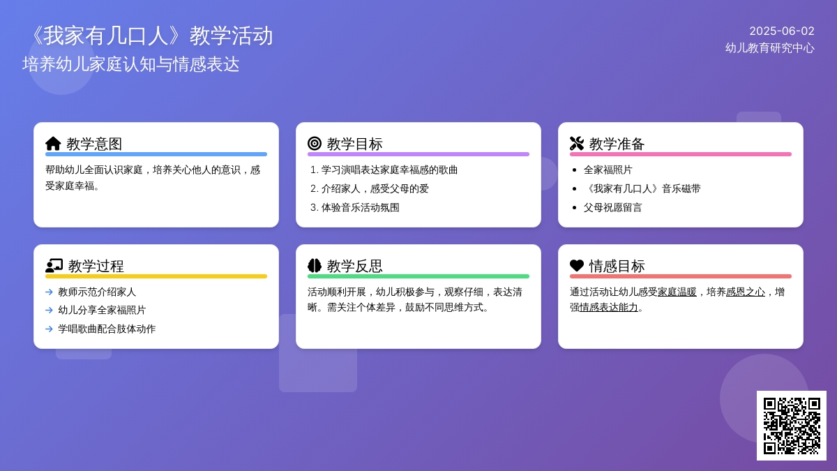 中班音乐我家有几口人教案反思