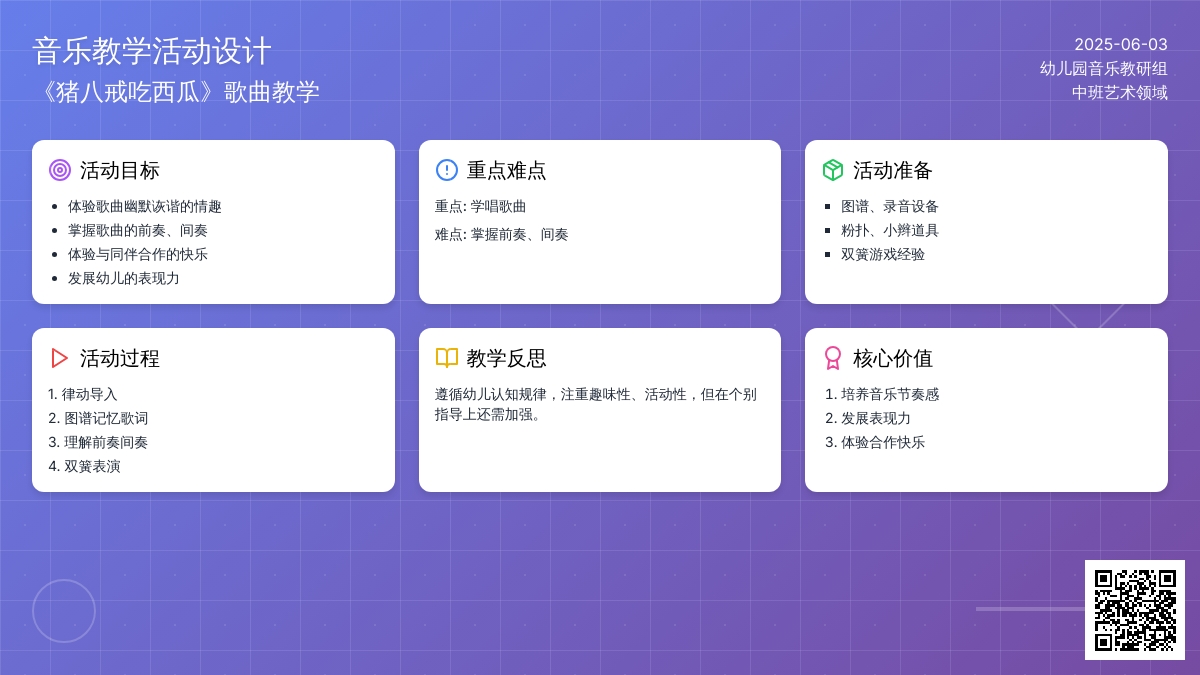 中班音乐活动猪八戒吃西瓜教案反思