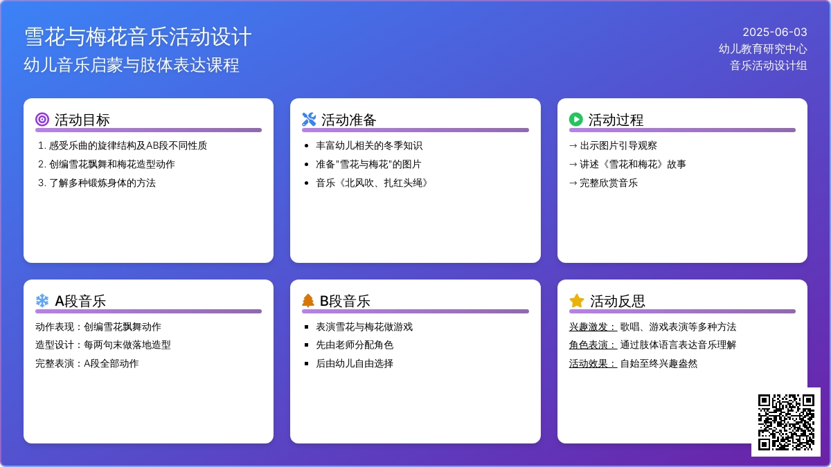 中班音乐活动雪花和梅花教案反思