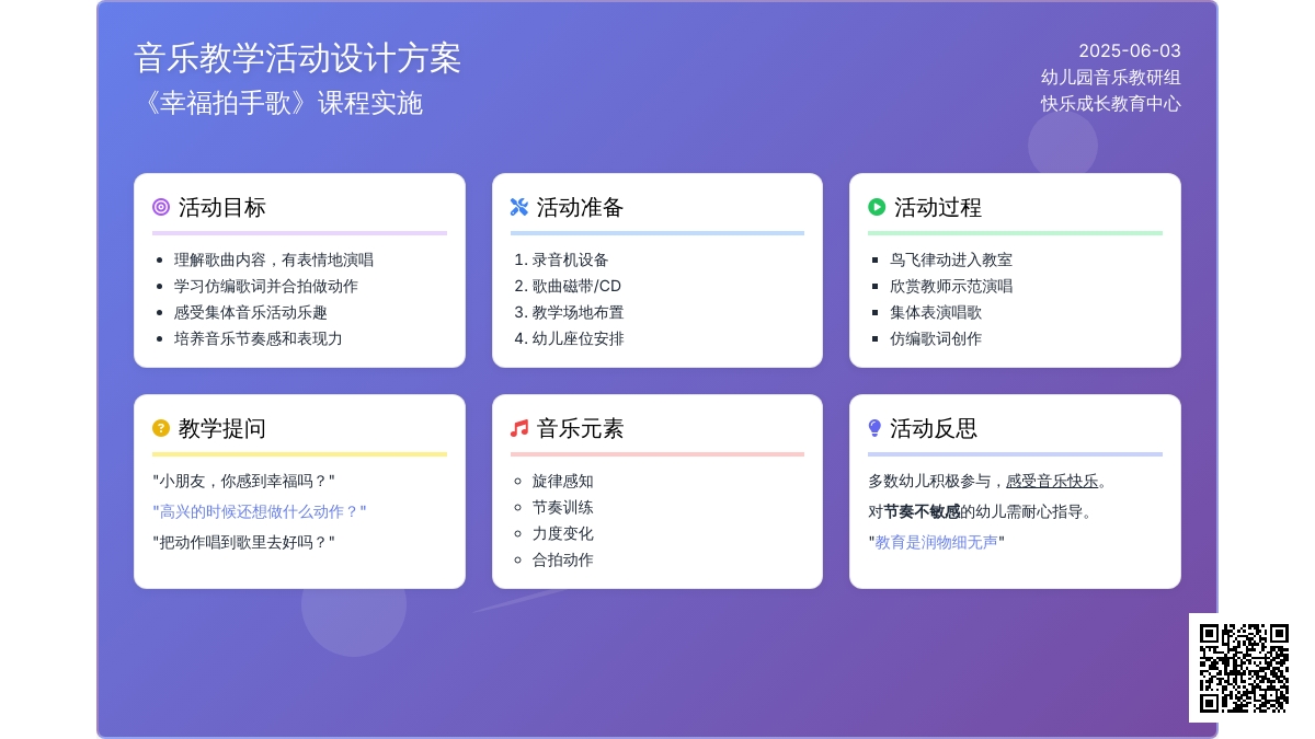 中班音乐活动幸福拍手歌教案反思