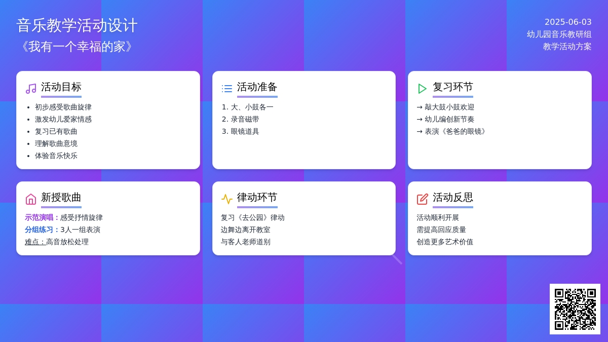 中班音乐活动幸福的家教案反思