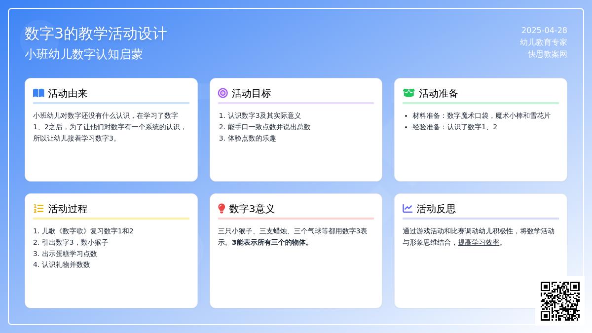 小班数学活动认识数字3教案反思