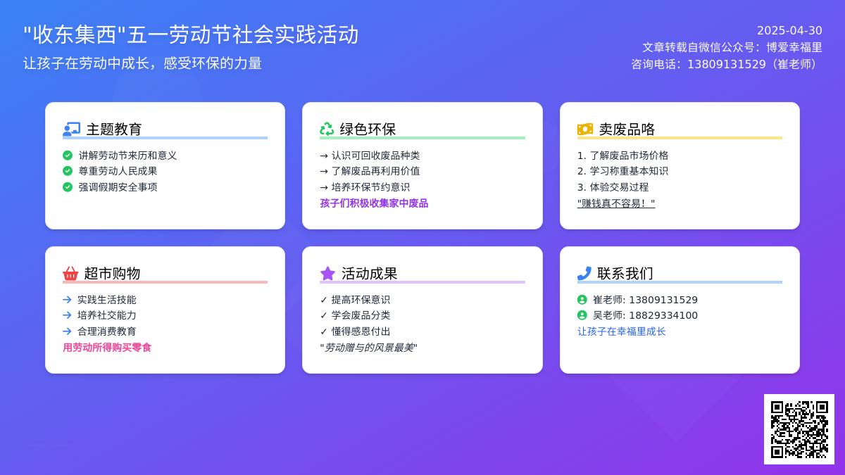 「博爱幸福里幼儿园」“收东集西”——五一劳动节社会实践活动