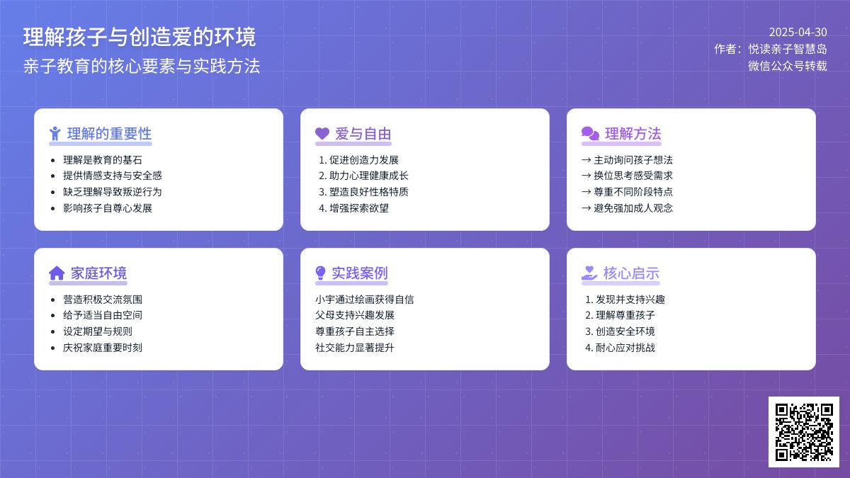 理解孩子，给他创造一个爱与自由的环境