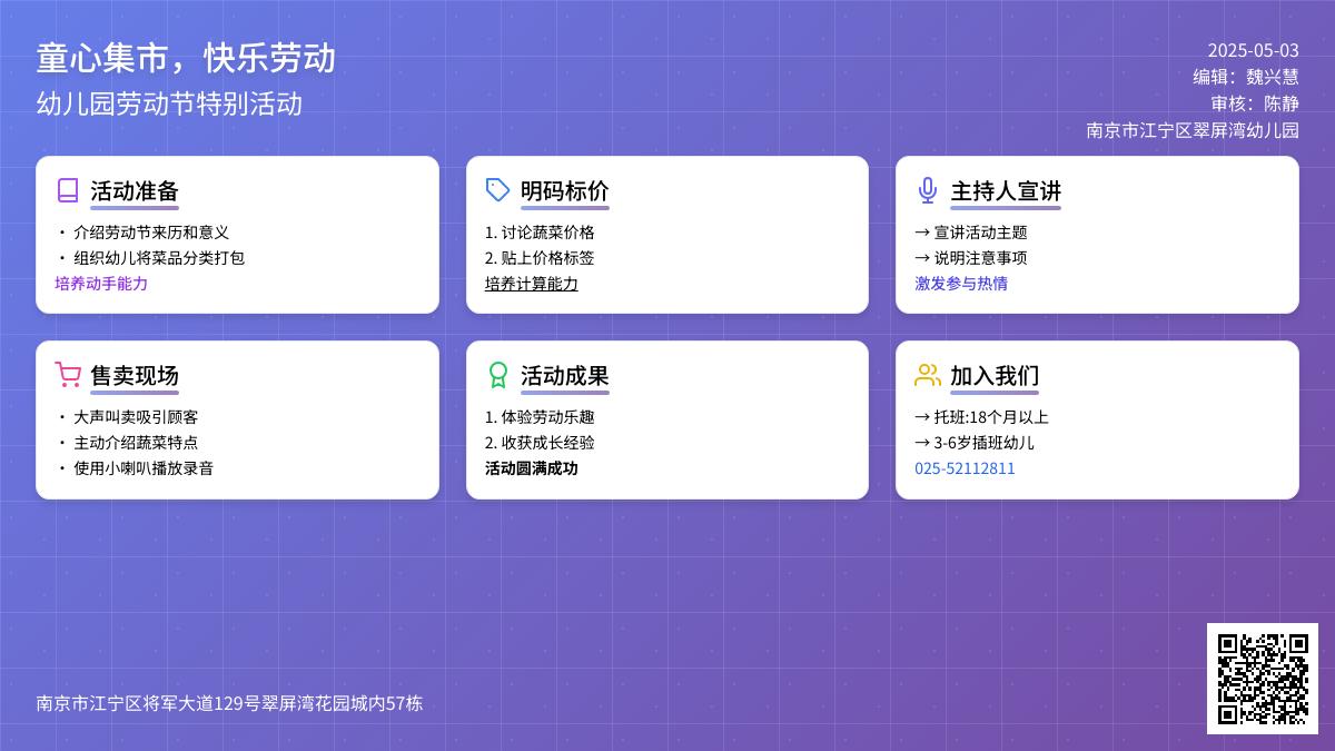翠屏湾幼儿园——“童”心集市，快乐劳动