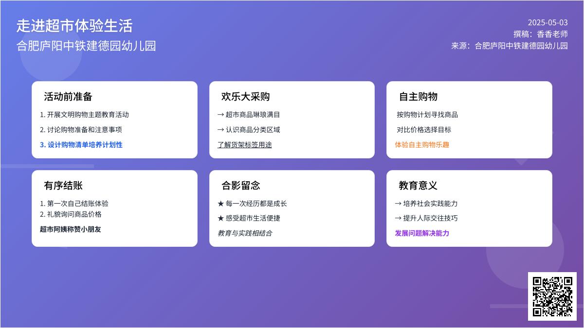 【幼小衔接】——合肥庐阳中铁建德园幼儿园大班组“逛超市”社会实践活动