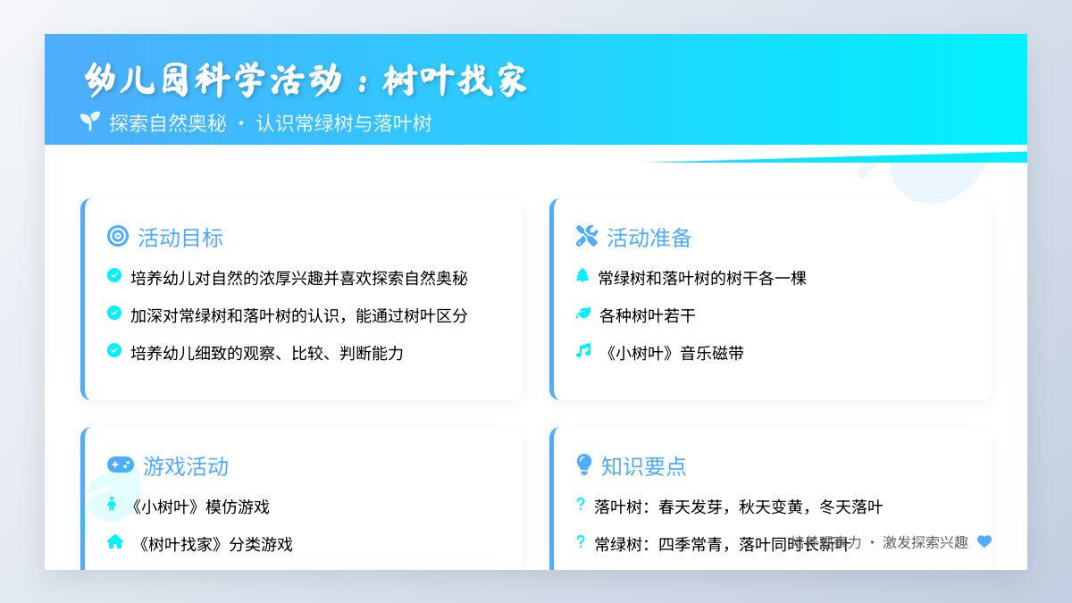 幼儿园大班科学活动教案：树叶找家