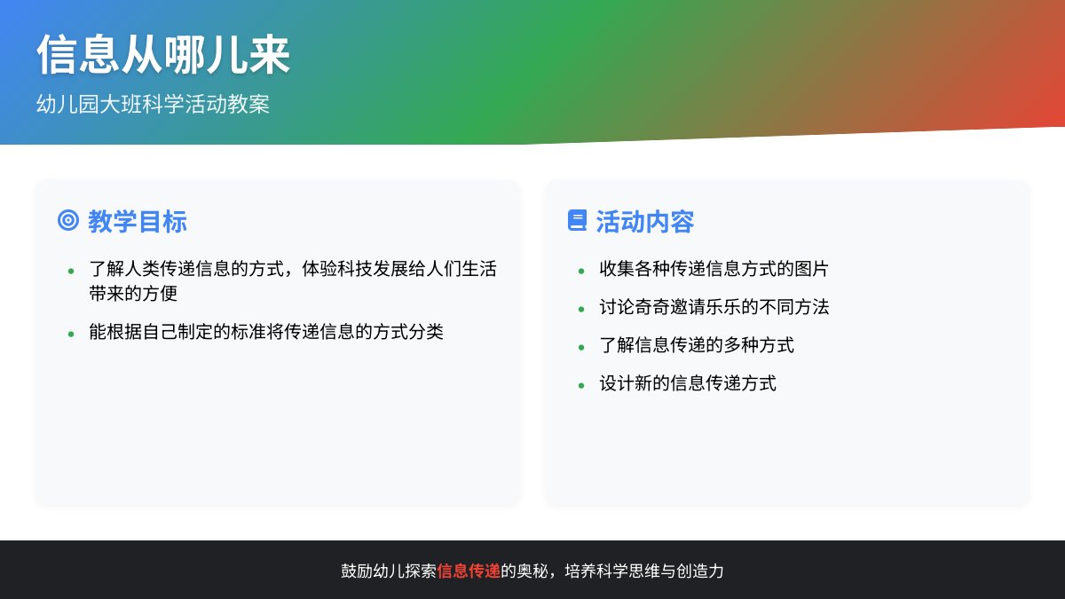 幼儿园大班科学活动教案：信息从哪儿来