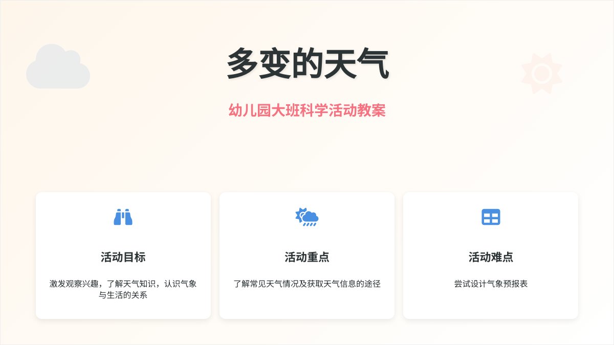 幼儿园大班科学活动教案：多变的天气