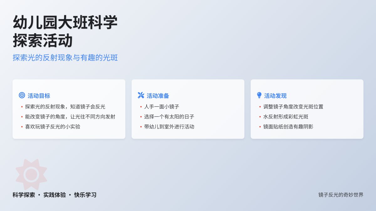 幼儿园大班科学探索活动：镜子反光