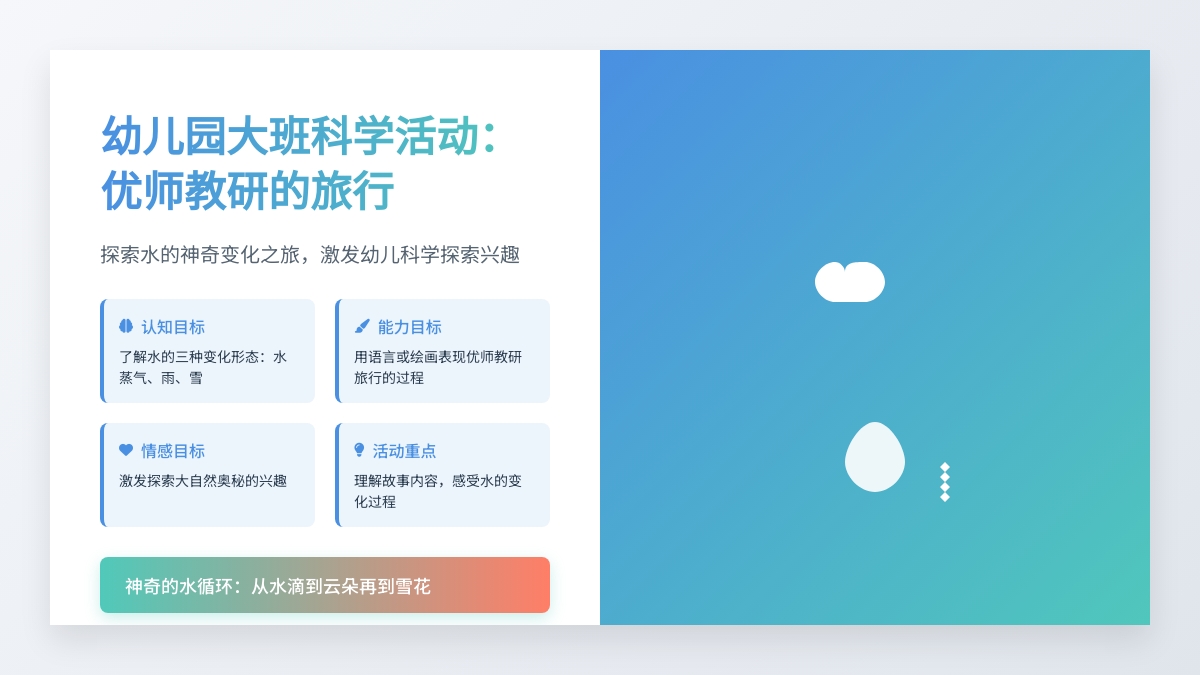 幼儿园大班科学活动：《小水滴的旅行》活动设计